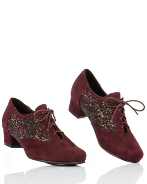 VIININPUNAISET GLITTER TANSSIKENGÄT LAAJA LESTI, CHANTANA